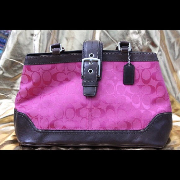 Authentic pink and brown Coach purse - Picture 2 of 7